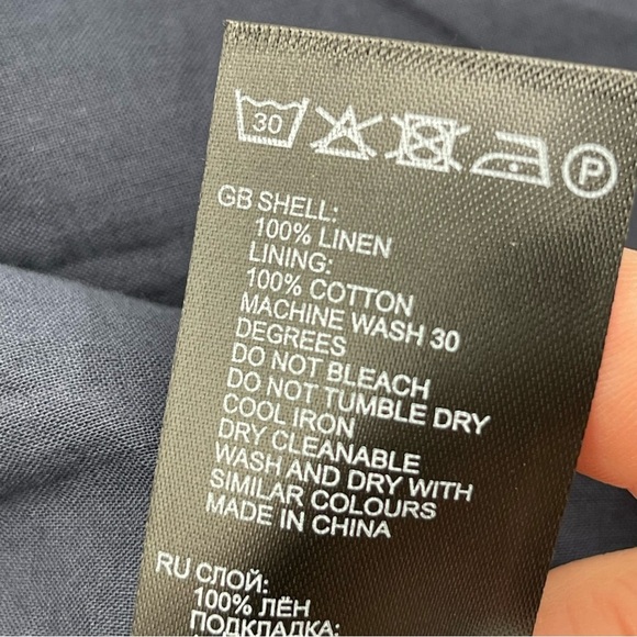 REISS Kay Tie Detail Navy Linen MIDI Dress Size 12 Quiet Luxury Preppy Wedding - Picture 13 of 16